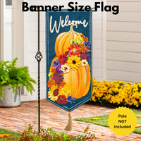 ‘Floral Wrapped Pumpkin’ Decorative Banner Flag