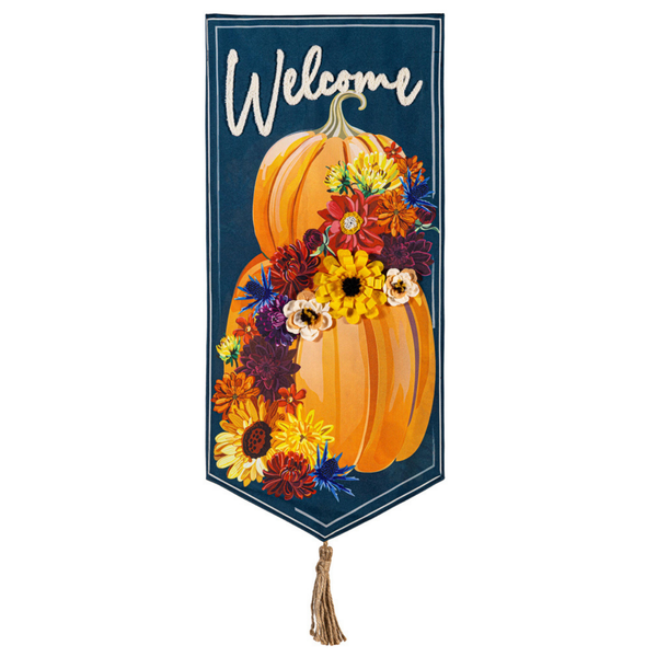 ‘Floral Wrapped Pumpkin’ Decorative Banner Flag
