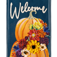 ‘Floral Wrapped Pumpkin’ Decorative Banner Flag