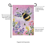 ‘Pollinator Garden Pink Florals Bee Burlap’ Decorative Flag