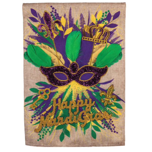 ‘Mardi Gras Swag Burlap’ Decorative Flag