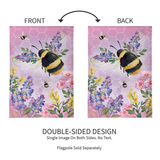 ‘Pollinator Garden Pink Florals Bee Burlap’ Decorative Flag