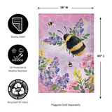 ‘Pollinator Garden Pink Florals Bee Burlap’ Decorative Flag