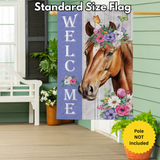 ‘Floral Horse Welcome Moire’ Decorative Flag