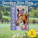 ‘Floral Horse Welcome Moire’ Decorative Flag