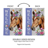 ‘Floral Horse Welcome Moire’ Decorative Flag