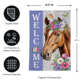 ‘Floral Horse Welcome Moire’ Decorative Flag