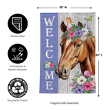 ‘Floral Horse Welcome Moire’ Decorative Flag