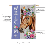 ‘Floral Horse Welcome Moire’ Decorative Flag