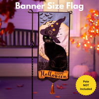 ‘Happy Halloween Black Cat’ Decorative Banner Flag