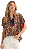 JODIFL Drop Shoulder Leopard Top