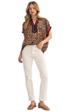 JODIFL Drop Shoulder Leopard Top