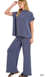 ZENANA Raised Rib Dolman Sleeve Top & Pants Sets, Assorted colors
