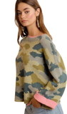 BiBi, Soft Camo Contrast Neck & Roll Up Sweater