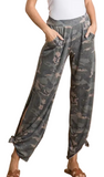 7TH RAY Camo Print Split Side Ankle Tie Pants