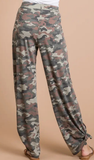 7TH RAY Camo Print Split Side Ankle Tie Pants
