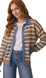 Haptics, Denim Button Down Striped Cardigan, Assorted Colors