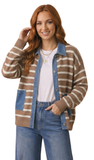 Haptics, Denim Button Down Striped Cardigan, Assorted Colors