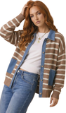 Haptics, Denim Button Down Striped Cardigan, Assorted Colors