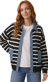 Haptics, Denim Button Down Striped Cardigan, Assorted Colors