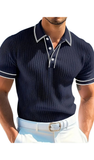 Men’s Collared Striped Polo Shirt, Assorted Colors
