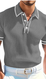 Men’s Collared Striped Polo Shirt, Assorted Colors