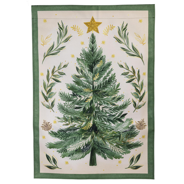 ‘Christmas Tree with Acorn’ Burlap Decorative Flag