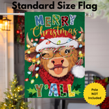 ‘Merry Highland HoHo’ Burlap Decorative Flag