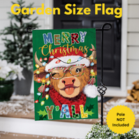 ‘Merry Highland HoHo’ Burlap Decorative Flag
