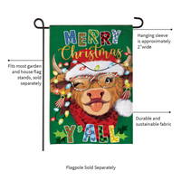 ‘Merry Highland HoHo’ Burlap Decorative Flag