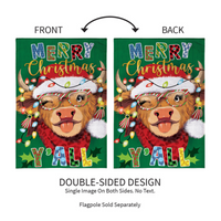 ‘Merry Highland HoHo’ Burlap Decorative Flag