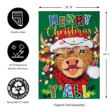 ‘Merry Highland HoHo’ Burlap Decorative Flag