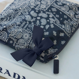 CASE-MATE Navy Bandana Bow Crinkle Makeup Bag