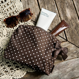 CASE-MATE Espresso Polka Dot Bow Crinkle Makeup Bag