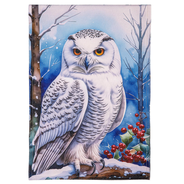 ‘Snow Owl Burlap’ Decorative Flag