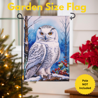 ‘Snow Owl Burlap’ Decorative Flag