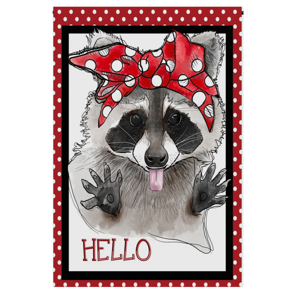 ‘Hello Racoon Bandana’ Decorative Flag