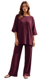 DEAR SCARLETT, Textured Dolman Sleeve Pant Set, Assorted Colors