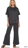 ZENANA Scuba Curved Hem Pant Set, Assorted Colors
