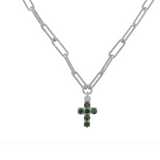 Sorrelli Carly Cross Pendant Necklace in Silver / Volcano