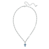 Sorrelli Carly Cross Pendant Necklace in Silver / Sapphire