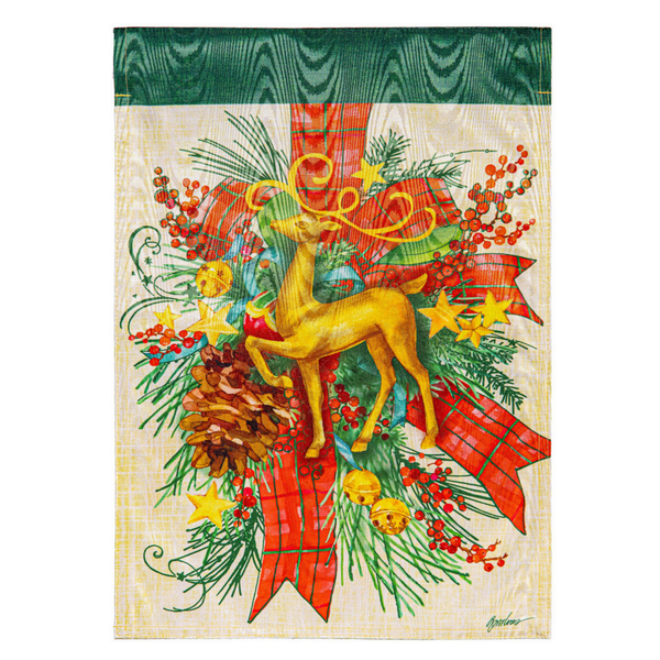 ‘Floral Reindeer Icon’ Decorative Flag