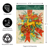 ‘Floral Reindeer Icon’ Decorative Flag