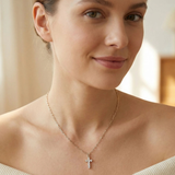 Sorrelli Carly Cross Pendant Necklace in Silver / CRYSTAL