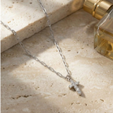Sorrelli Carly Cross Pendant Necklace in Silver / CRYSTAL