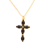 Sorrelli Clarissa Cross Pendant Necklace in JET