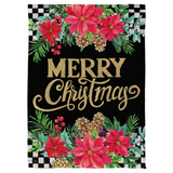 ‘Floral Checkered Merry Christmas’ Decorative Flag