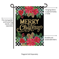‘Floral Checkered Merry Christmas’ Decorative Flag