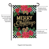 ‘Floral Checkered Merry Christmas’ Decorative Flag