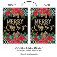 ‘Floral Checkered Merry Christmas’ Decorative Flag